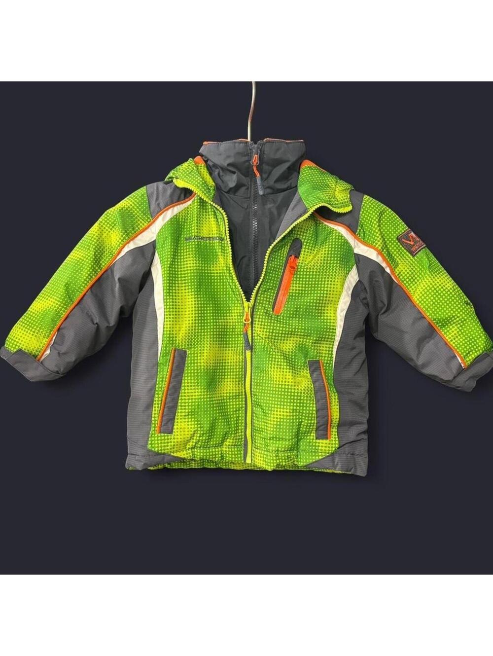 Weatherproof Kids Colorblock Puffer Jacket Green Gray Orange Size 2Y